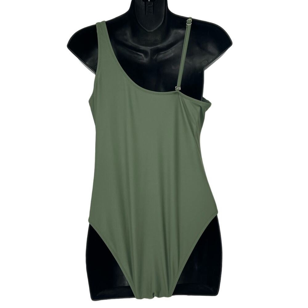 Pink Lily Army Green One Piece Criss Cross Mesh Size Large - Picture 2 of 5